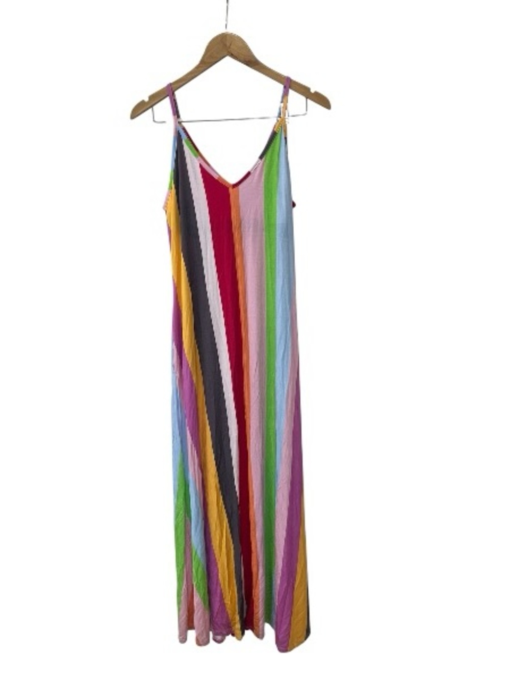 Skivys Femme Rainbow Stripe Sleeveless Maxi Dress with Pockets Size Large - Picture 3 of 5